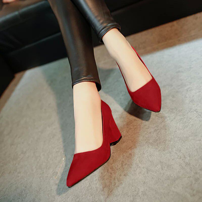 2021 Spring new pattern Tip lady High-heeled shoes With crude Middle heel Single shoes Shallow mouth Set foot Wedding shoes Versatile shoesin the Women's Shoes, Low shoes  category - from Buy2taobao.com to provide professional Taobao agent buy service