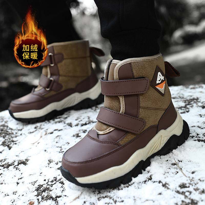 大男童冬季新款加绒保暖雪地靴儿童短筒加厚马丁靴防滑雪地靴38码