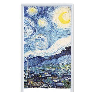 北欧梵高星空门帘家用卧室布帘对开半帘棉麻布艺隔断帘魔术贴帘子