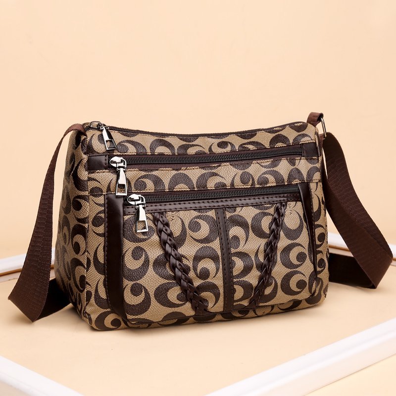 中年妈妈包印花单肩包潮