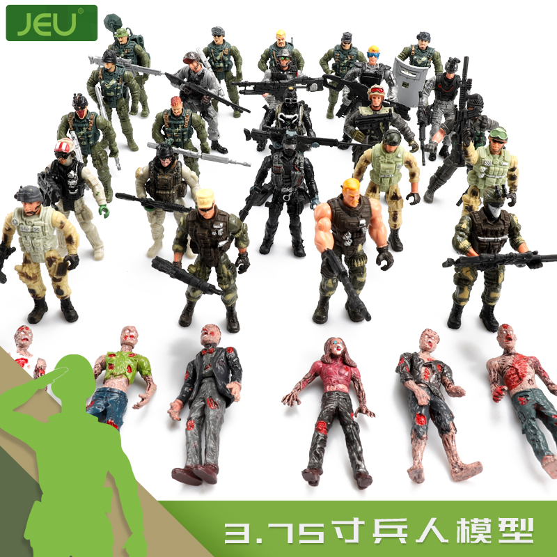 JEU兵人3.75寸兵人模型 军人警察CS公仔 关节可动人偶六一节礼物