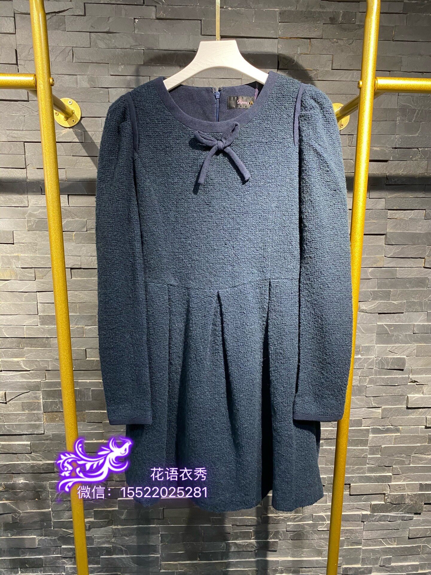 roem罗燕 韩国专柜正品 连衣裙长袖rmow14t02g