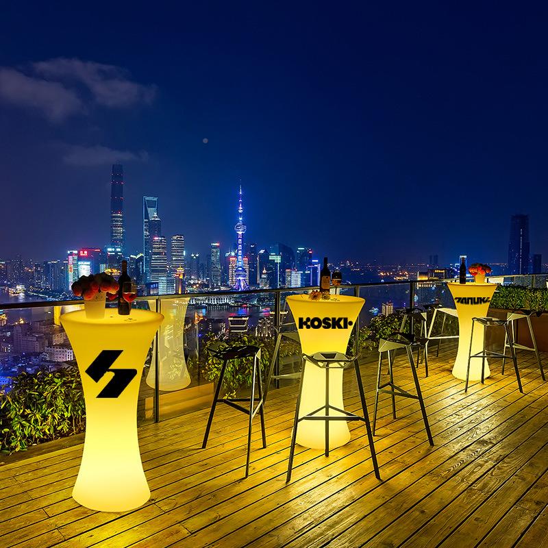 led创意发高光吧台t夜店酒吧组合桌椅庭院家用阳132休闲台脚桌kv