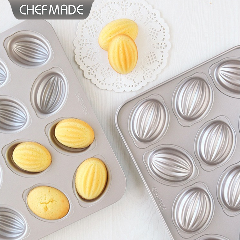 学厨12连橄榄球蛋糕模具玛德琳磅蛋糕鸡蛋糕布丁家用烤箱烘焙模具