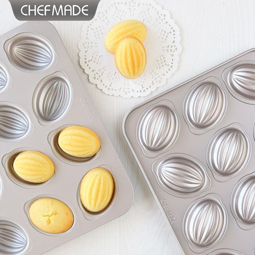 学厨12连橄榄球蛋糕模具玛德琳磅蛋糕鸡蛋糕布丁家用烤箱烘焙模具