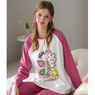 家居服套装 布朗熊 可爱休闲加大码 睡眠棉 女士睡衣春秋纯棉长袖