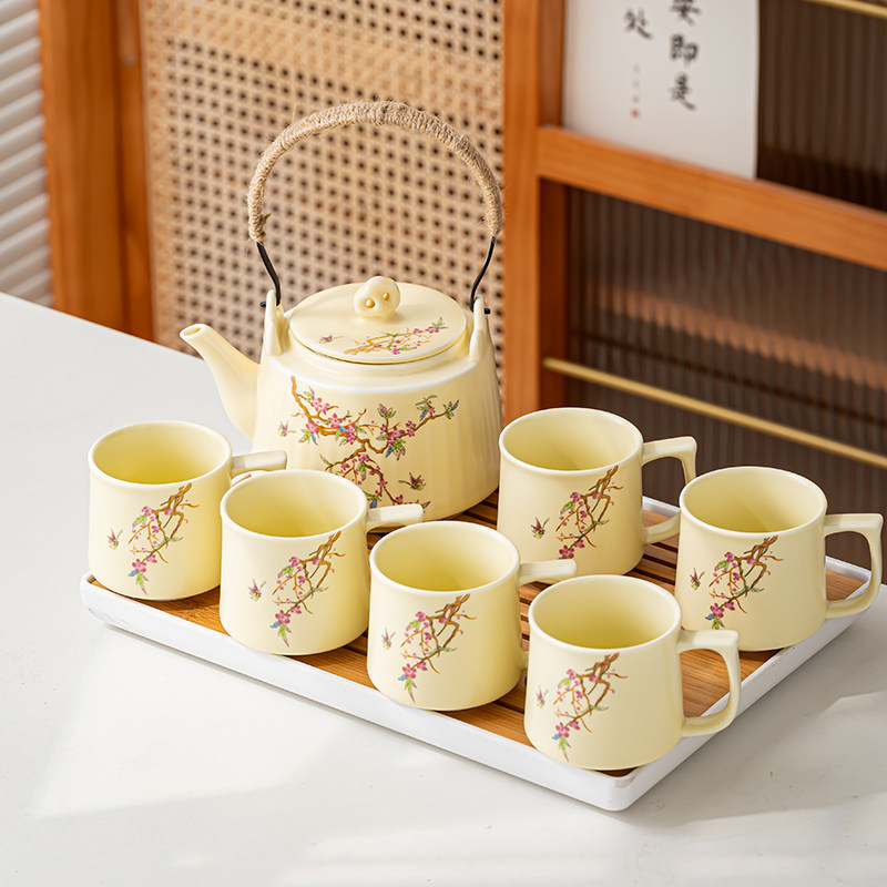 紫藤花提梁壶功夫茶具套装陶瓷家用办公中式简约少女茶壶茶杯整套,餐饮具,功夫茶具,淘宝优惠券,粉丝福利购,淘宝优惠卷