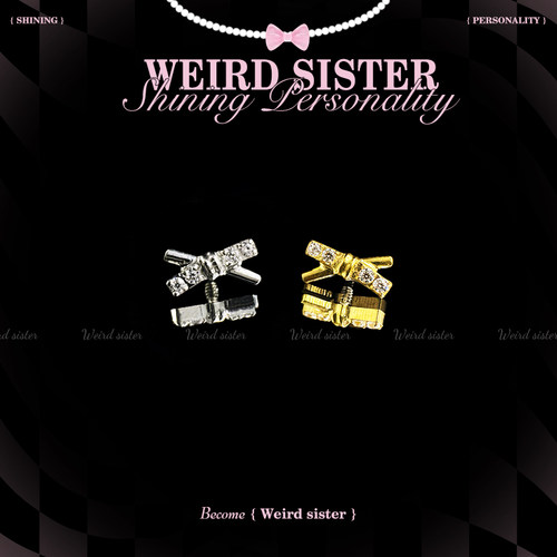 WEIRD SISTER丝带蝴蝶结精致少女心钛合金耳骨钉耳屏钉内螺旋