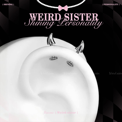 WEIRD SISTER小恶魔角钛合金0.9牙耳钉内螺纹耳轮钉免摘防过敏