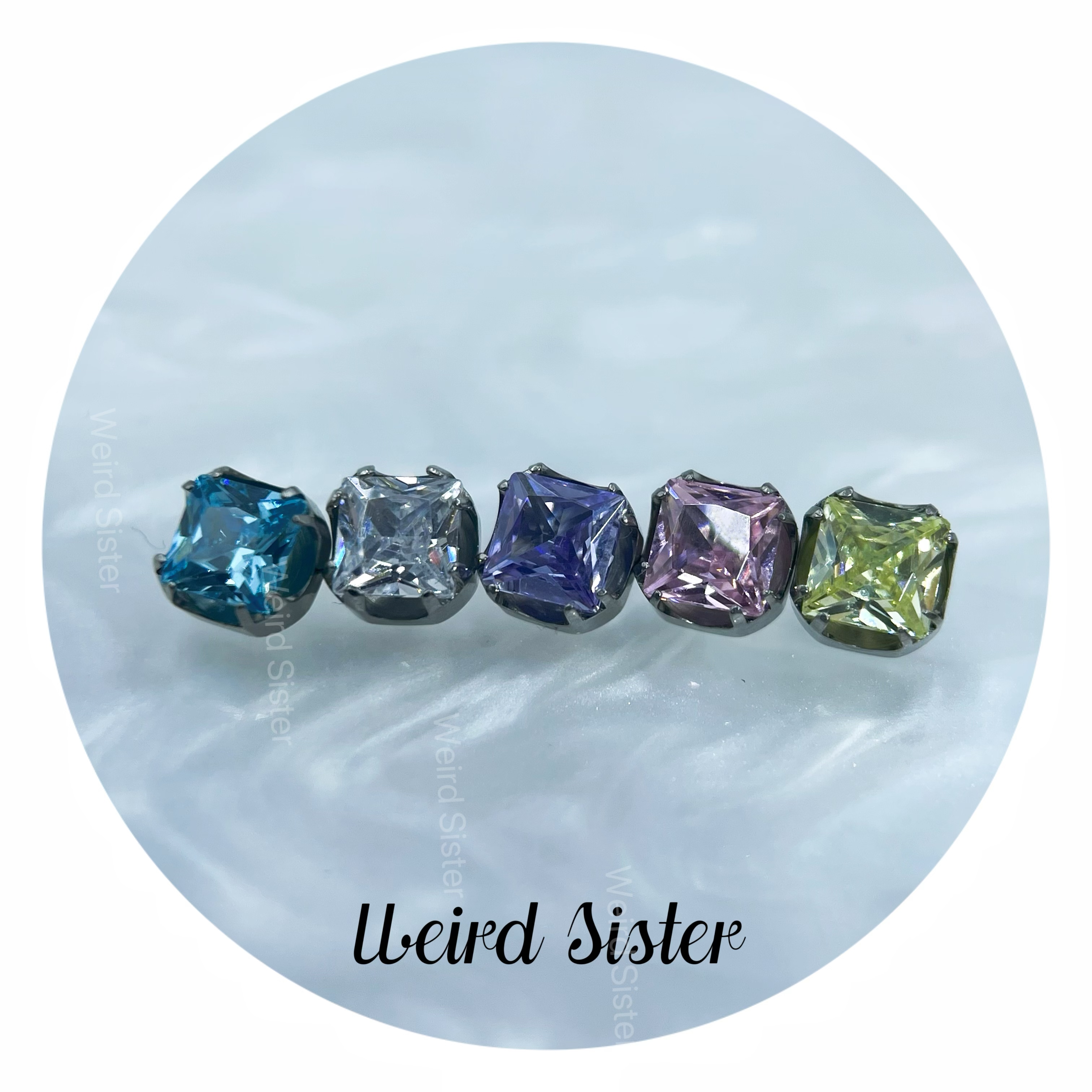 F136钛合金爆闪方糖耳钉5mm植入级内螺纹耳骨耳蜗钉防过敏