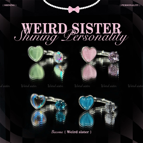 WEIRD SISTER爱心猫眼石马蹄环F136钛合金内螺纹耳蜗耳骨钉防过敏
