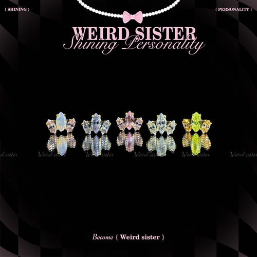 WEIRD SISTER爆闪三马眼堆钻精致百搭钛合金耳钉耳骨钉ins内螺旋