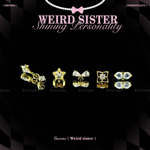 WEIRD SISTER镀金异形系列轻奢精致钛合金耳骨钉耳屏钉吊坠内螺旋