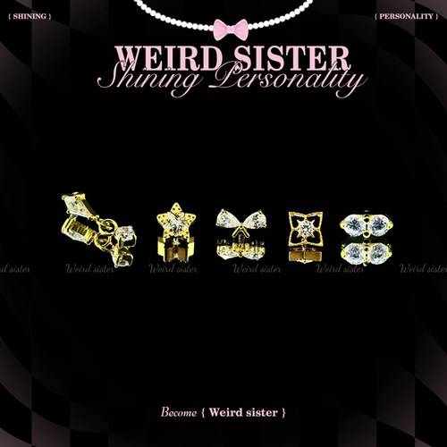 WEIRD SISTER镀金异形系列轻奢精致钛合金耳骨钉耳屏钉吊坠内螺旋