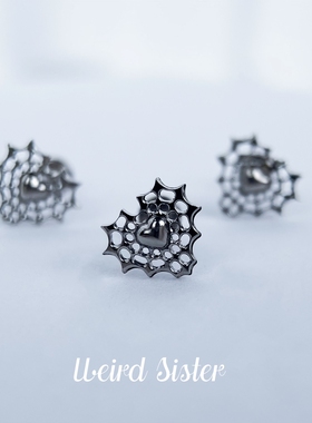 F136钛合金耳钉蛛网爱心耳钉小众暗黑穿孔耳骨耳蜗钉16/18G内螺纹