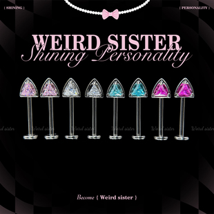 F136钛合金猫咪耳朵镶钻可爱恶魔钉高位耳骨钉耳轮钉内螺纹平底