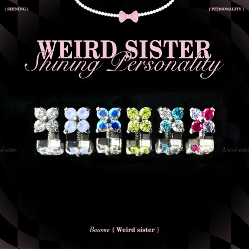 WEIRD SISTER小四叶草4mm~F136钛合金内螺纹耳轮钉耳骨钉防过敏