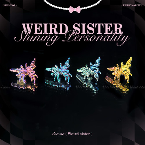 WEIRD SISTER液态蝴蝶8mm~F136钛合金内螺纹纯钛耳钉耳骨钉防过敏