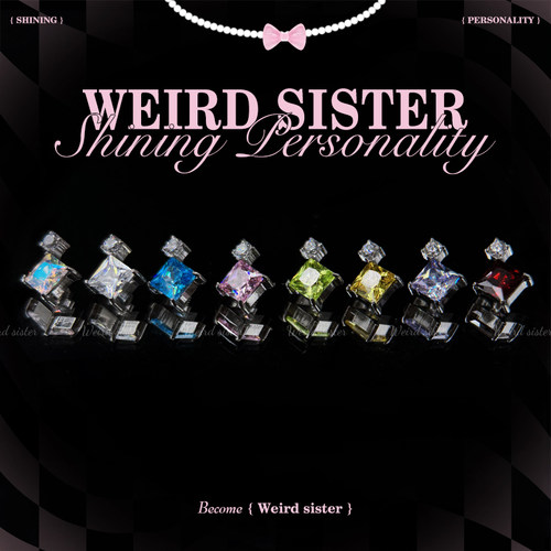 weird sister医用钛合金双子星方锆耳钉耳骨钉内螺纹高抛光