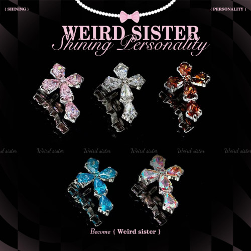 WEIRD SISTER超闪水滴大十字架F136钛合金内螺纹耳钉耳骨钉防过敏