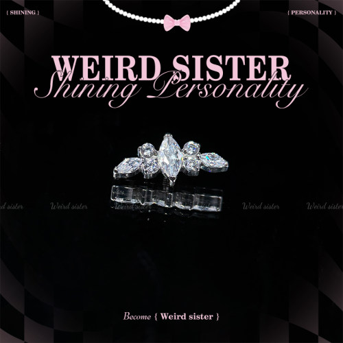 F136钛合金超闪排钻马眼锆石耳钉耳骨钉植入级高抛光防过敏