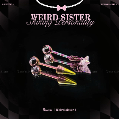 WEIRD SISTER渐变棒棒糖0.9牙耳钉内螺纹钛合金耳骨耳轮钉防过敏