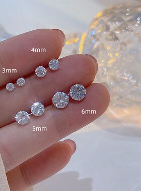 爆款S925针耳钉爆闪百搭迷你锆石耳饰清新简约男女耳钉防过敏