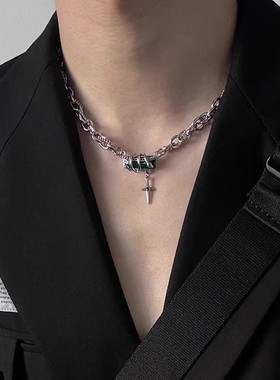 灵蛇缠绕星芒钛钢项链男士  潮痞帅高级感本命蛇年嘻哈百搭古巴链