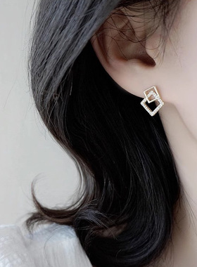 几何s925银针耳环小众设计高级感耳钉耳饰女个性2023年新款潮洋气