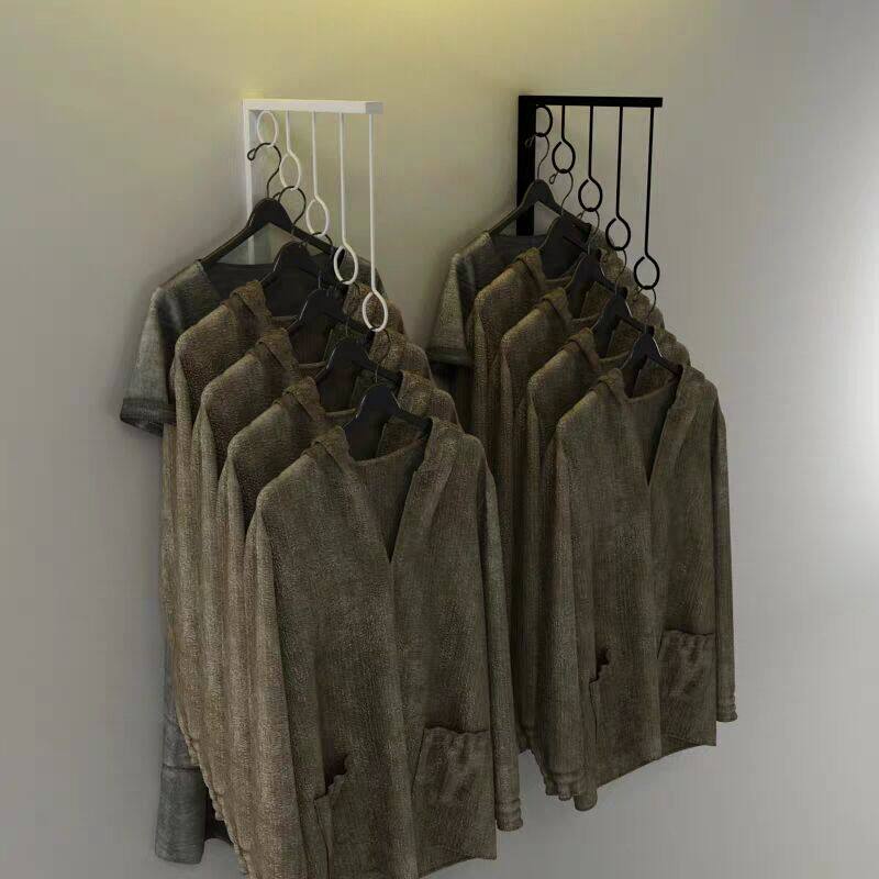 服装店墙壁展示架钉墙挂钩高档上墙衣服架子男女装店金色侧挂衣架