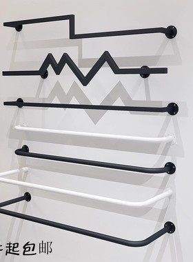 铁艺壁挂式衣架服装店女装童装货架展示架上墙正侧挂组合挂衣杆子