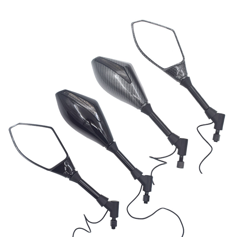 摩托车改装带LED转向灯后视镜街车太子巡航踏板车反光镜8mm/10mm