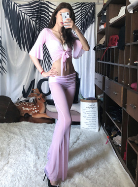 2020亚马逊爆款跨境女装夜店性感工服桑拿技师爆款透视网纱套装