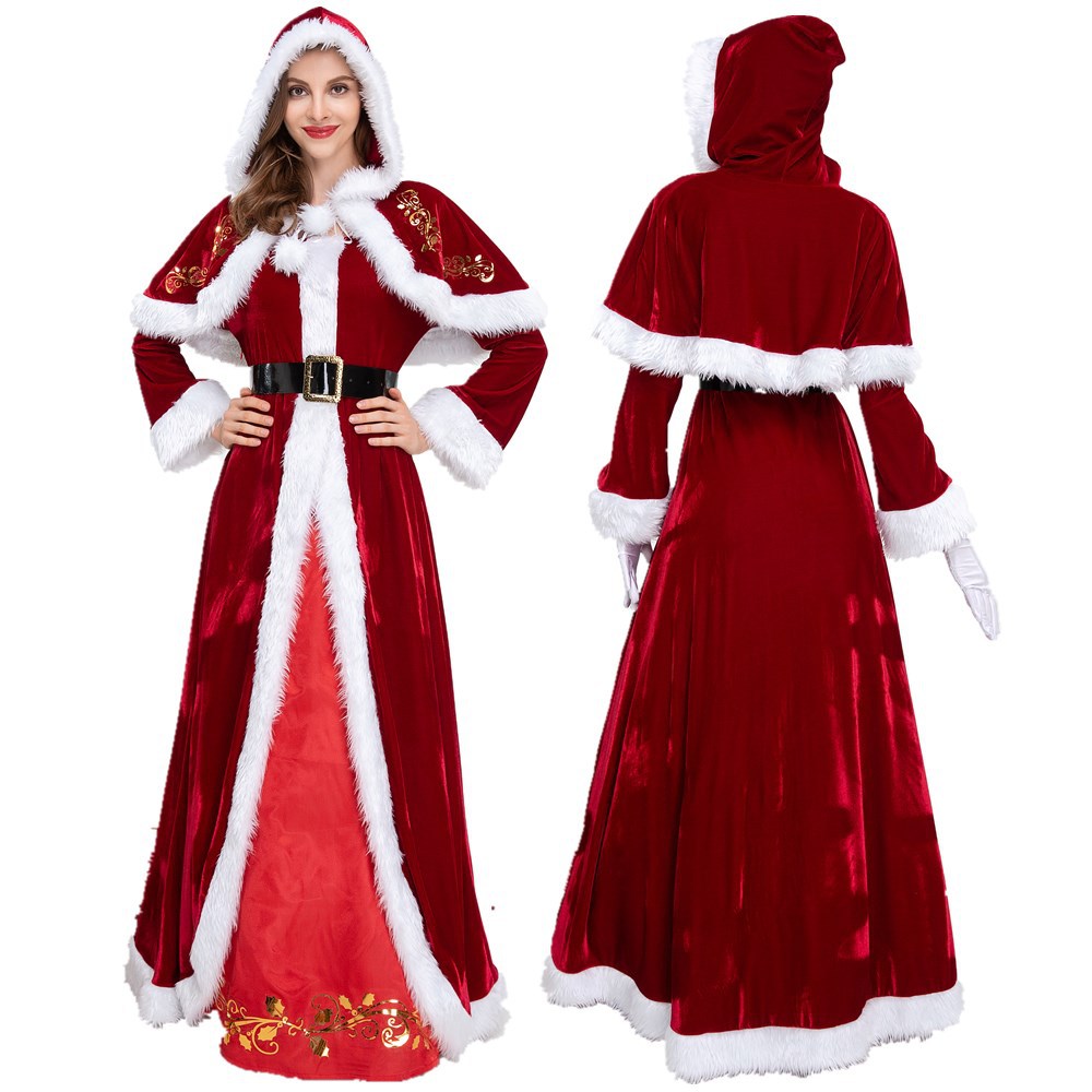 圣诞节圣诞服装女款圣诞老人派对演出服 元旦晚会圣诞服装