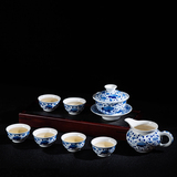 Jingdezhen ceramic hand - made kung fu tea set with blue and white porcelain cup just a cup of tea of a complete set of the teapot