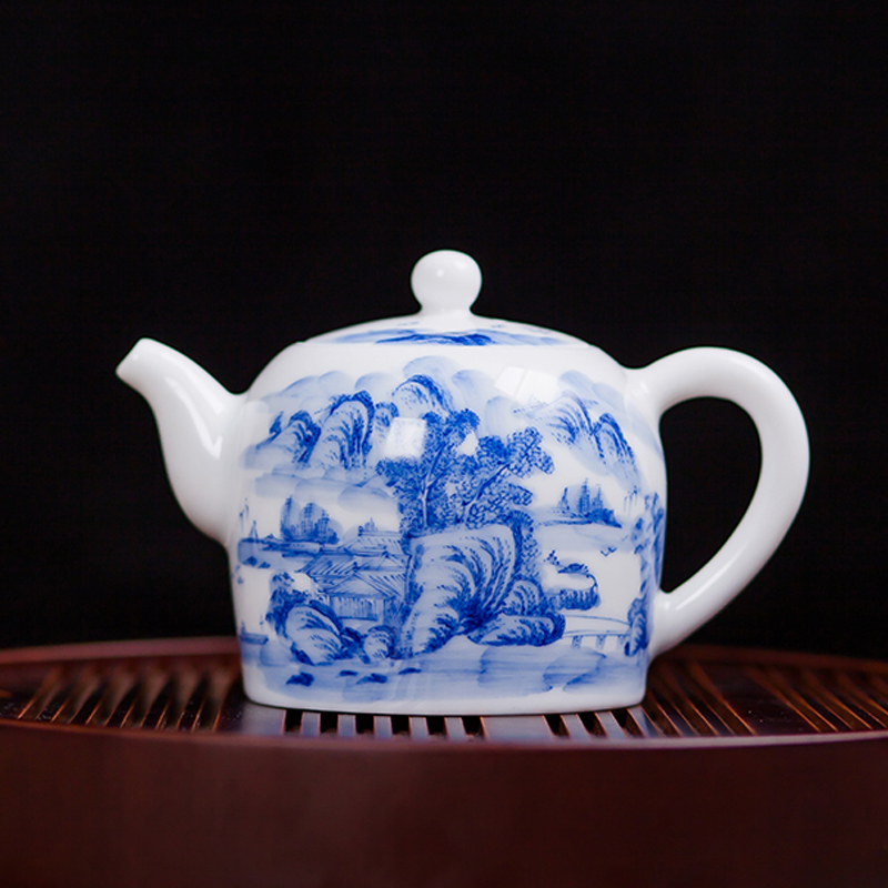 景德镇陶瓷器手绘青花茶壶