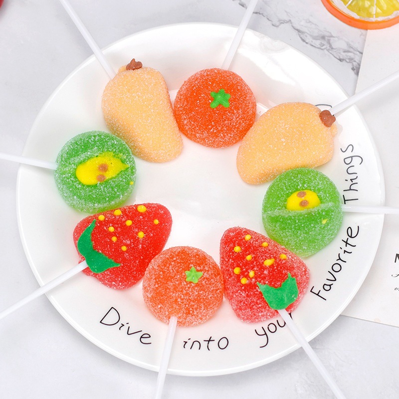 卡通棒棒糖果汁软糖VC糖果批发价