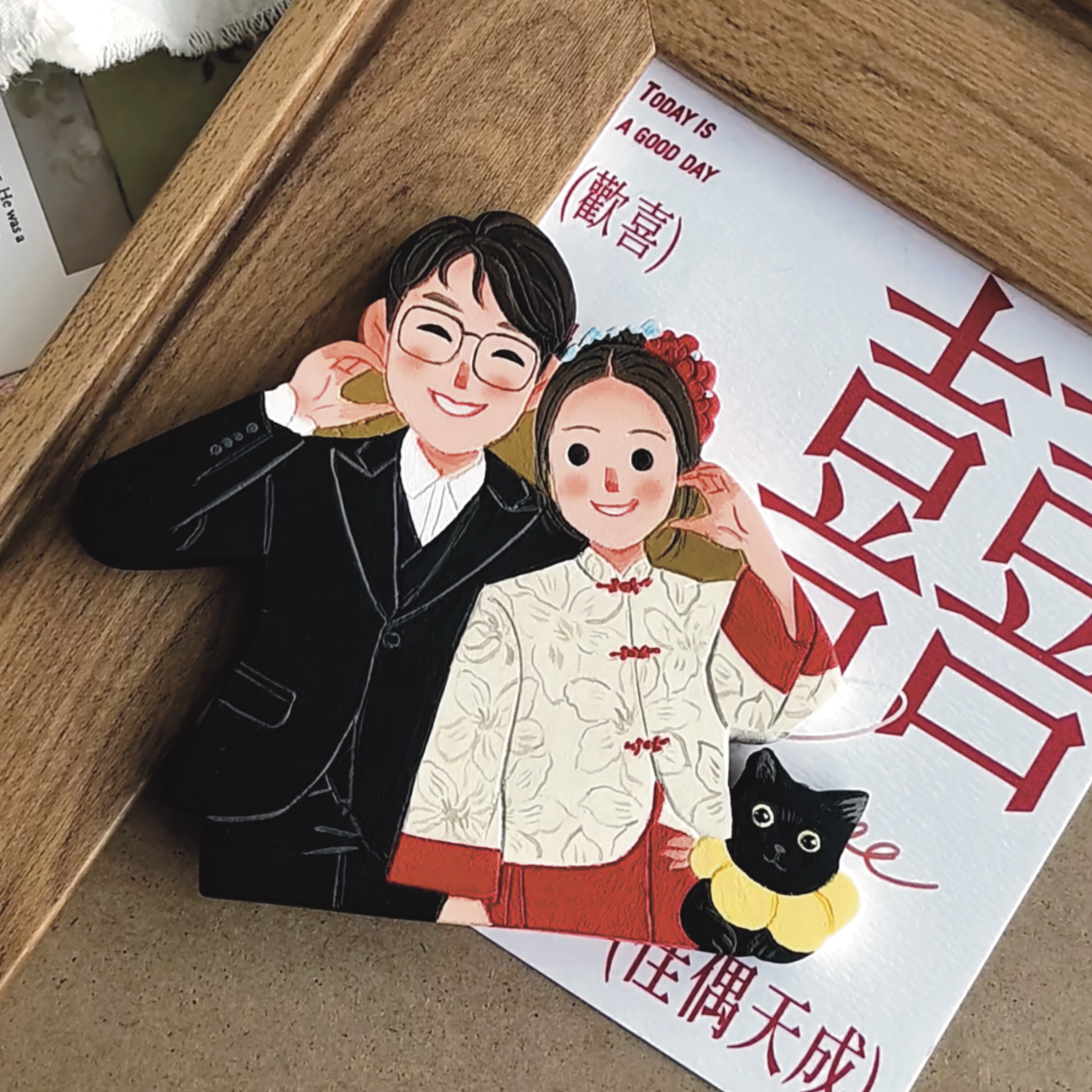 结婚礼物送新人新娘闺蜜的纪念日新婚高档手绘礼品手工粘土人物