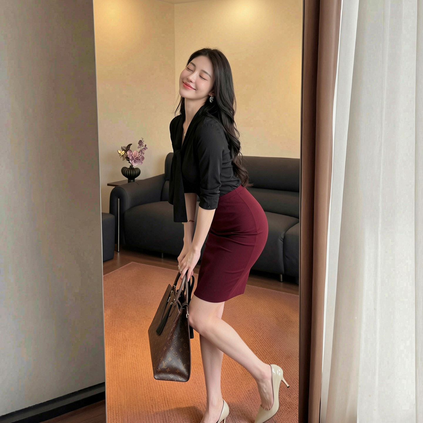 韩系轻熟风灰色包臀半身裙2025早秋高腰显瘦紧身性感OL职业半身裙