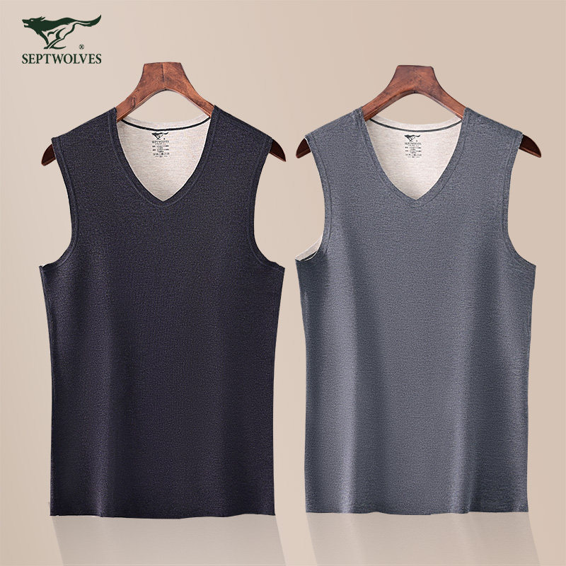 七匹狼保暖背心上衣内衣上身含桑蚕丝德绒马甲抗寒磨毛双面绒V领,女士内衣/男士内衣/家居服,保暖背心,淘宝优惠券,粉丝福利购,淘宝优惠卷