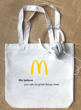 麦门信徒麦当劳McDonald we believe潮设计纯棉帆布包手提袋