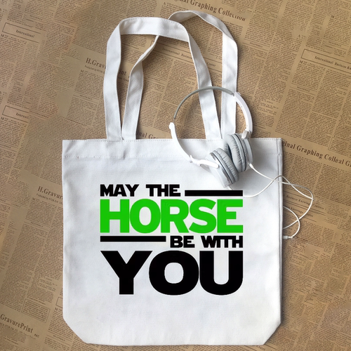 MAY THE GREEN HORSE BE WITH YOU 保住绿码原创纯棉帆布包手提袋