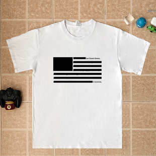 黑条美国国旗X爱泼斯坦萝莉岛丑闻解密个性欧美宽松上衣服短袖T恤