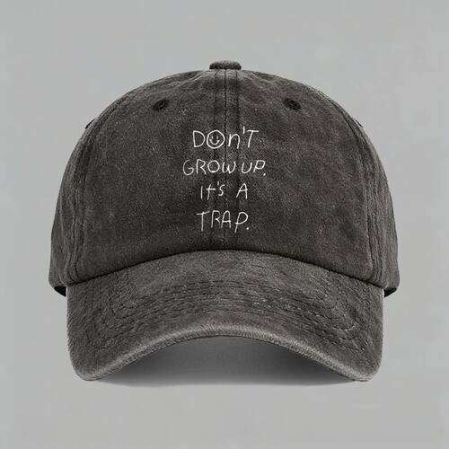 don't grow up it's a trap笑脸字母印花趣味欧美鸭舌帽子