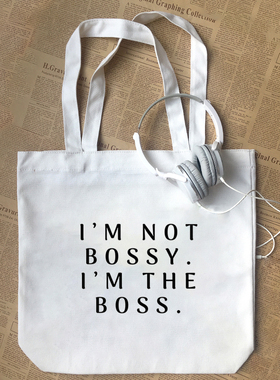 I’M NOT BOSSY女权主义女性领导御姐风帆布包手提袋