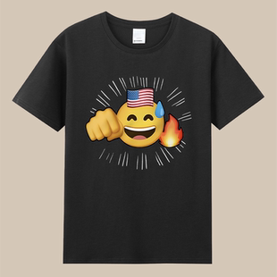 圆脸同款cos白宫群聊拉错人了美爷冲击抽象恶搞笑短袖衣服纯棉t恤