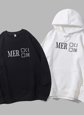 merci merde法式问候语国粹法语梗纯棉搞笑圆领卫衣帽衫diy