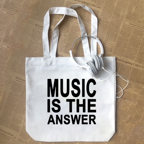 music is the answer意大利Maxo Del Vecchio纯棉帆布包手提袋