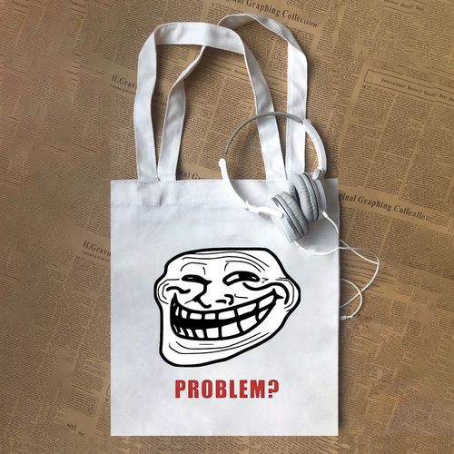 TROLLFACE MEME鬼脸表情包搞怪帆布包定制