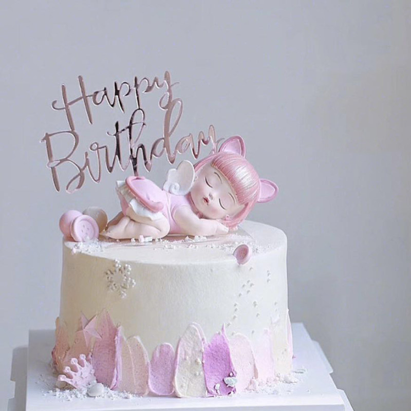 烘焙蛋糕装饰酣睡天使宝贝娃娃大号公仔男女宝宝生日派对装扮配饰